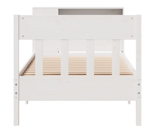 Cama con estantería sin colchón madera maciza blanco 90x200 cm