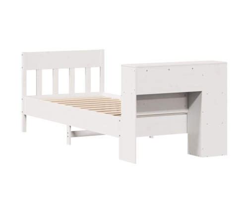 Cama con estantería sin colchón madera maciza blanco 90x200 cm