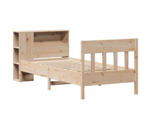 Cama con estantería sin colchón madera maciza de pino 75x190 cm