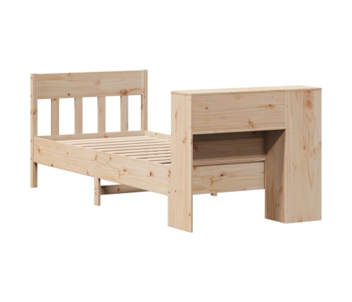Cama con estantería sin colchón madera maciza de pino 75x190 cm