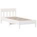 Cama con estantería sin colchón madera maciza blanca 75x190 cm