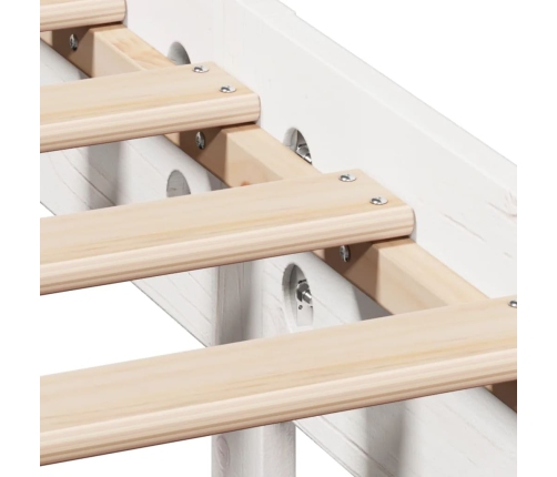 Cama con estantería sin colchón madera maciza blanca 75x190 cm
