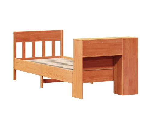 Cama con estantería sin colchón madera maciza marrón 75x190 cm