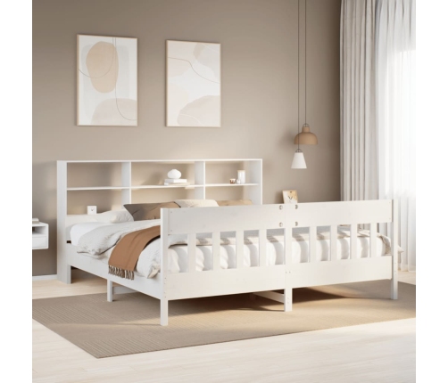 Estructura de cama sin colchón madera maciza blanca 200x200 cm