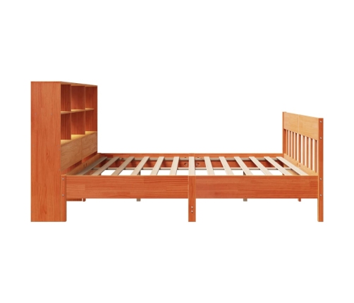 Cama sin colchón madera maciza de pino marrón cera 200x200 cm