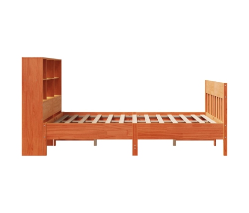 Cama sin colchón madera maciza de pino marrón cera 160x200 cm