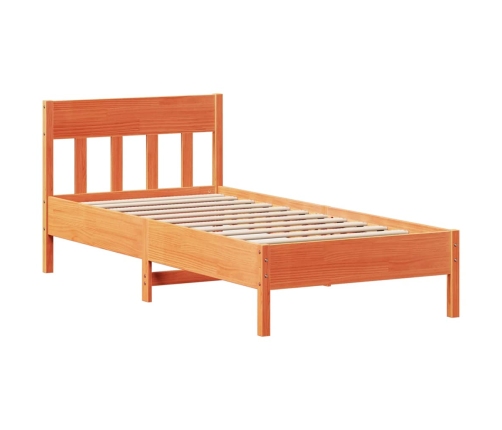 Cama sin colchón madera maciza de pino marrón cera 100x200 cm