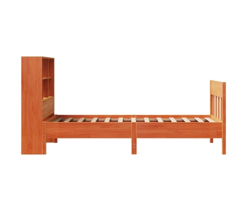 Cama sin colchón madera maciza de pino marrón cera 100x200 cm