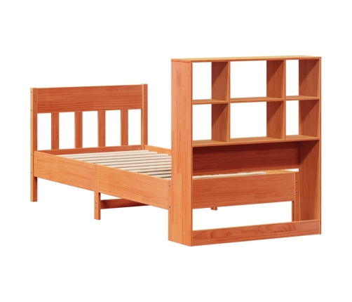 Cama sin colchón madera maciza de pino marrón cera 100x200 cm