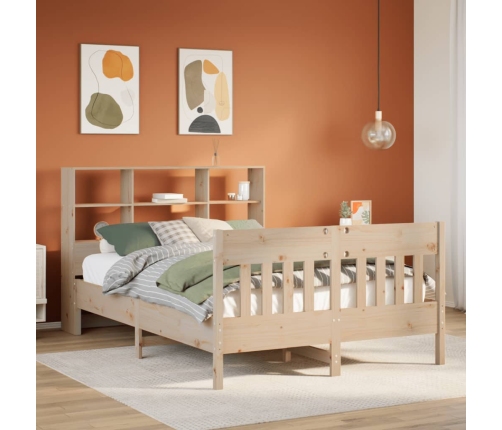 Estructura de cama sin colchón madera maciza de pino 135x190 cm