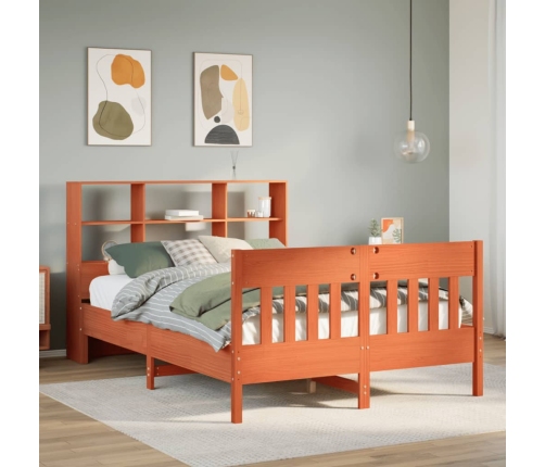 Estructura de cama sin colchón madera maciza marrón 135x190 cm