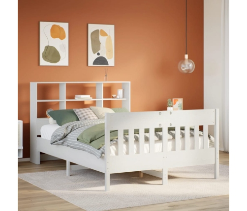 Estructura de cama sin colchón madera maciza blanca 120x190 cm