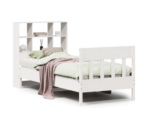 Estructura de cama sin colchón madera maciza blanca 75x190 cm