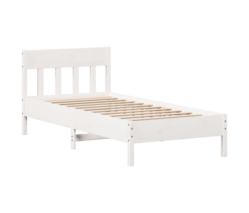 Estructura de cama sin colchón madera maciza blanca 75x190 cm