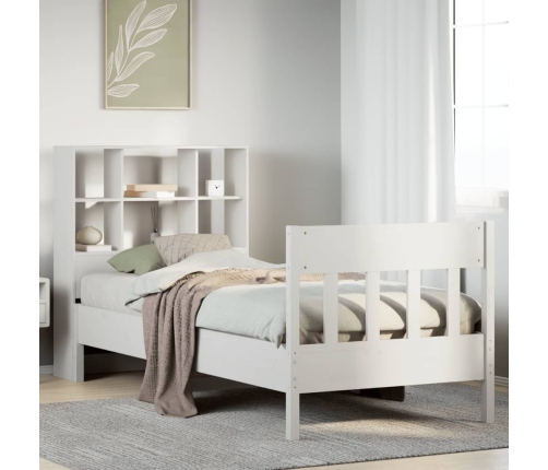 Estructura de cama sin colchón madera maciza blanca 75x190 cm