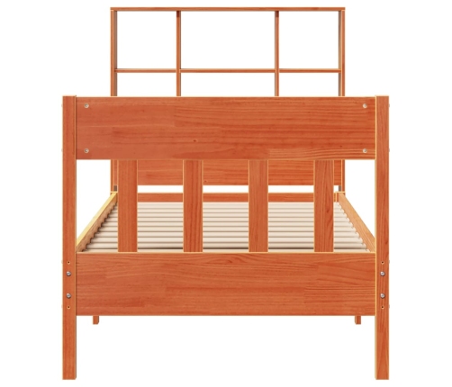 Estructura de cama sin colchón madera maciza marrón 75x190 cm