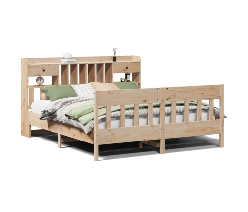 Estructura de cama sin colchón madera maciza de pino 200x200 cm