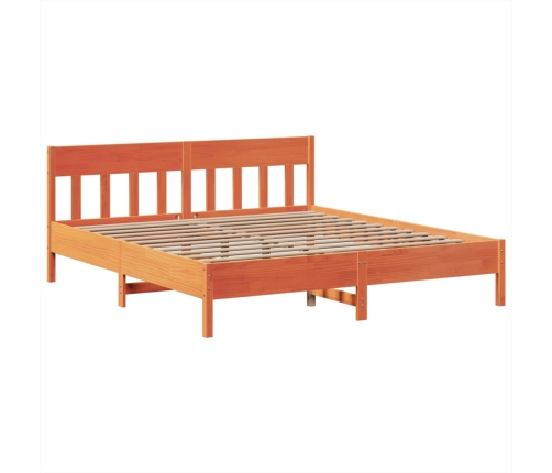 Cama sin colchón madera maciza de pino marrón cera 180x200 cm