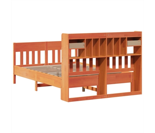 Cama sin colchón madera maciza de pino marrón cera 160x200 cm