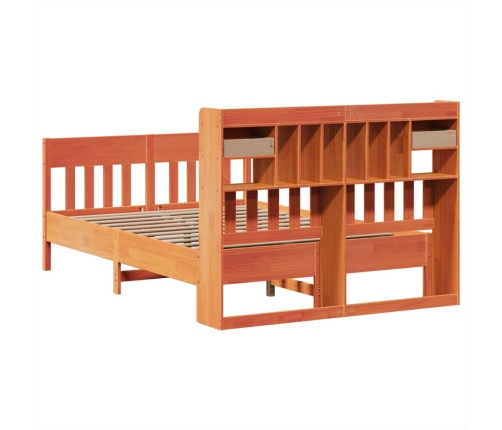 Cama sin colchón madera maciza de pino marrón cera 140x200 cm