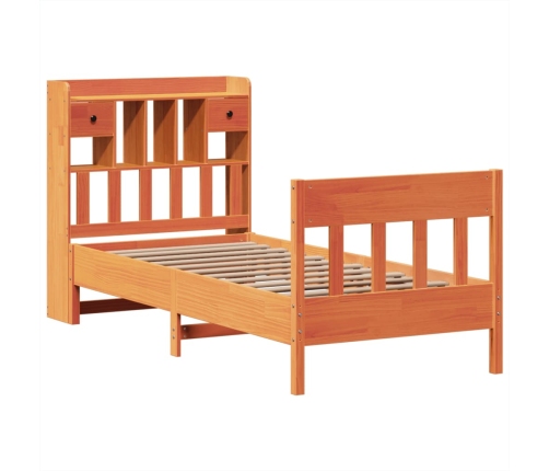 Cama sin colchón madera maciza de pino marrón cera 100x200 cm