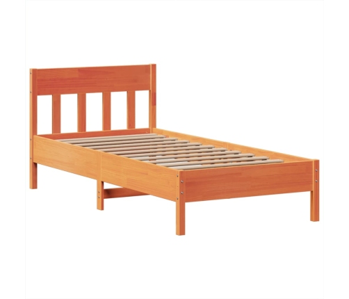 Cama sin colchón madera maciza de pino marrón cera 100x200 cm