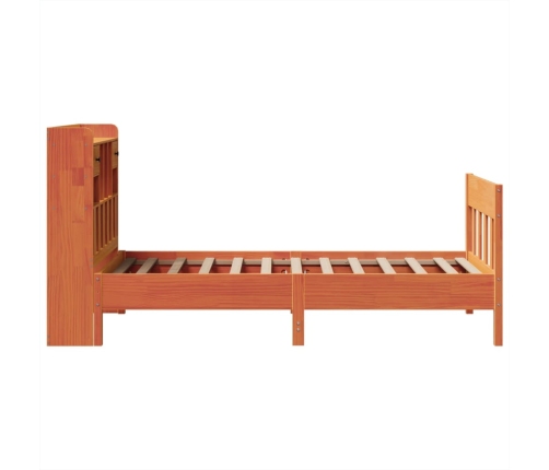 Cama sin colchón madera maciza de pino marrón cera 100x200 cm