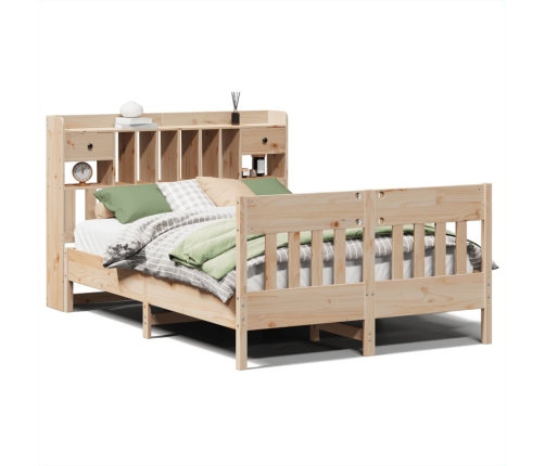 Estructura de cama sin colchón madera maciza de pino 140x190 cm