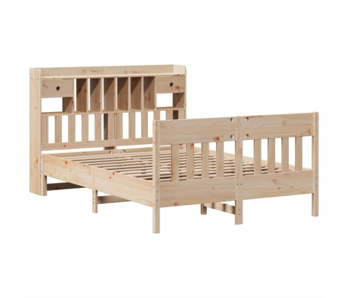 Estructura de cama sin colchón madera maciza de pino 140x190 cm