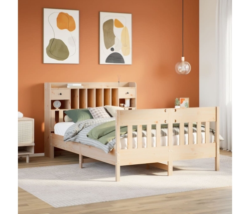 Estructura de cama sin colchón madera maciza de pino 140x190 cm