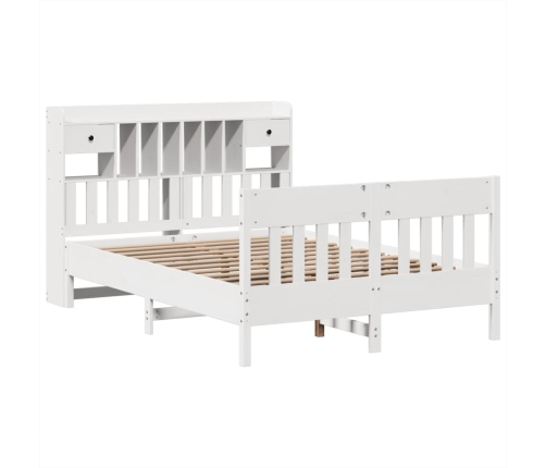 Estructura de cama sin colchón madera de pino blanca 140x190 cm