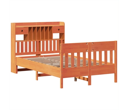 Estructura de cama sin colchón madera maciza marrón 135x190 cm