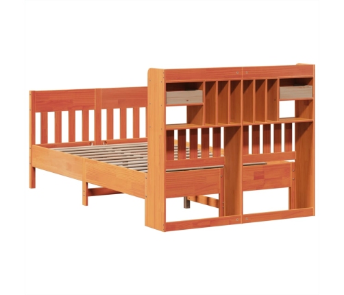 Estructura de cama sin colchón madera maciza marrón 135x190 cm