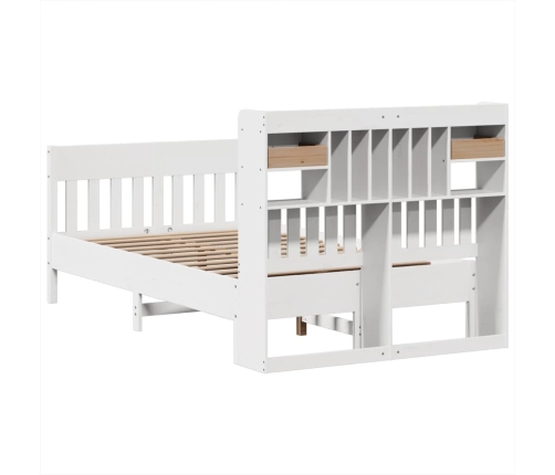 Estructura de cama sin colchón madera maciza blanca 120x190 cm