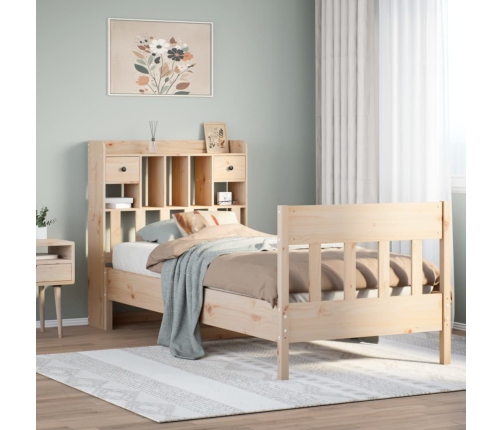 Estructura de cama sin colchón madera maciza de pino 90x190 cm