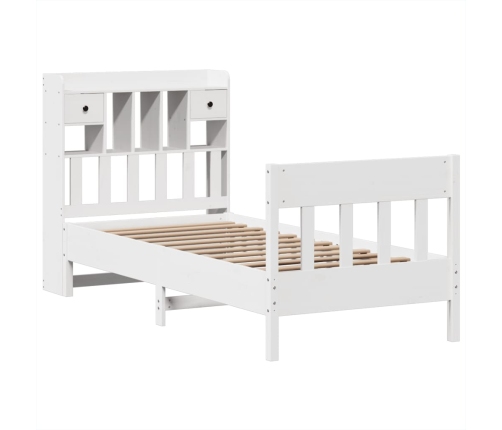 Estructura de cama sin colchón madera maciza blanca 75x190 cm