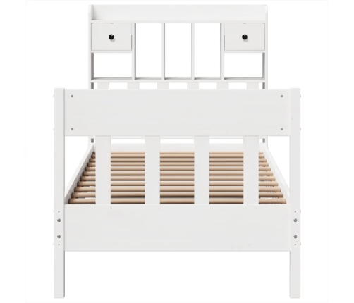 Estructura de cama sin colchón madera maciza blanca 75x190 cm