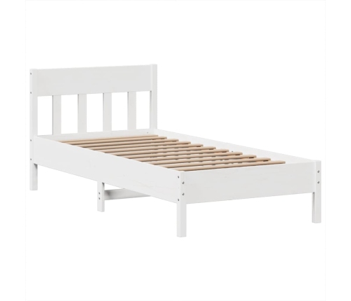 Estructura de cama sin colchón madera maciza blanca 75x190 cm