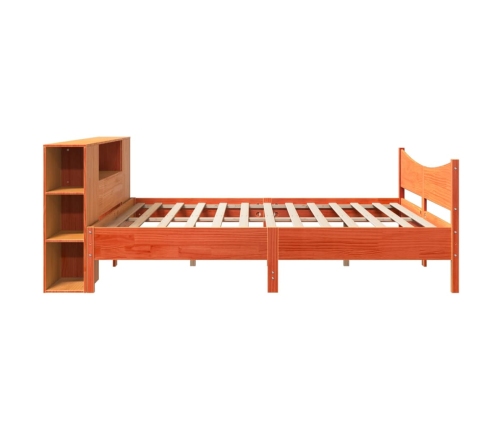 Cama sin colchón madera maciza de pino marrón cera 200x200 cm