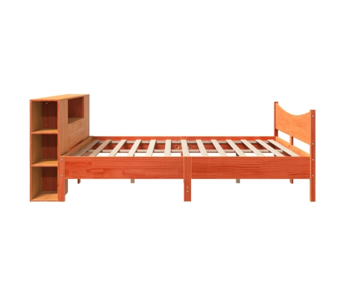 Cama sin colchón madera maciza de pino marrón cera 180x200 cm