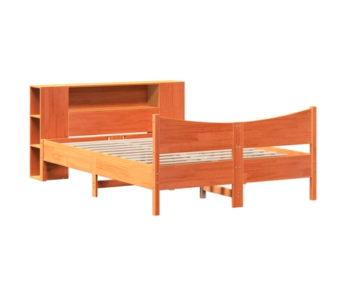 Cama sin colchón madera maciza de pino marrón cera 160x200 cm