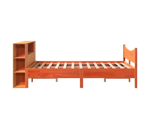 Cama sin colchón madera maciza de pino marrón cera 160x200 cm