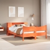 Cama sin colchón madera maciza de pino marrón cera 160x200 cm