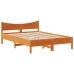 Cama sin colchón madera maciza pino marrón cera 150x200 cm