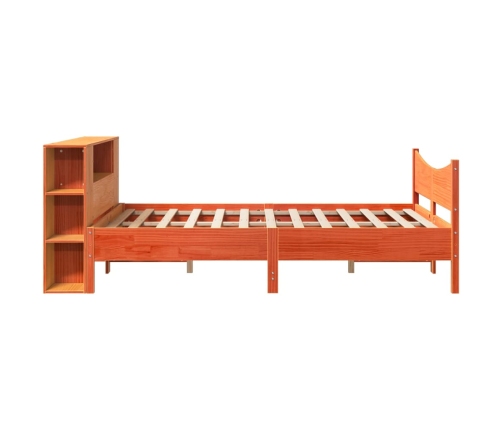 Cama sin colchón madera maciza pino marrón cera 150x200 cm