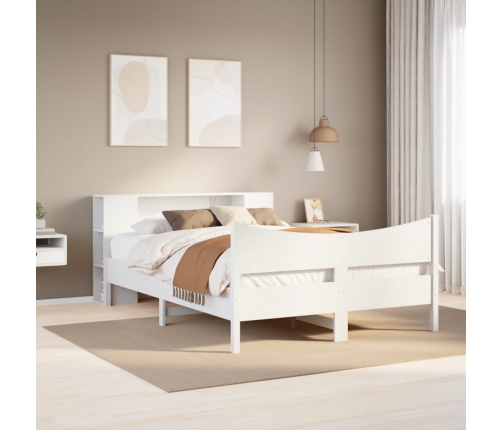 Estructura de cama sin colchón madera de pino blanca 140x200 cm