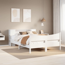 Estructura de cama sin colchón madera de pino blanca 120x200 cm