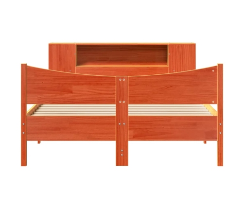 Cama sin colchón madera maciza de pino marrón cera 120x200 cm