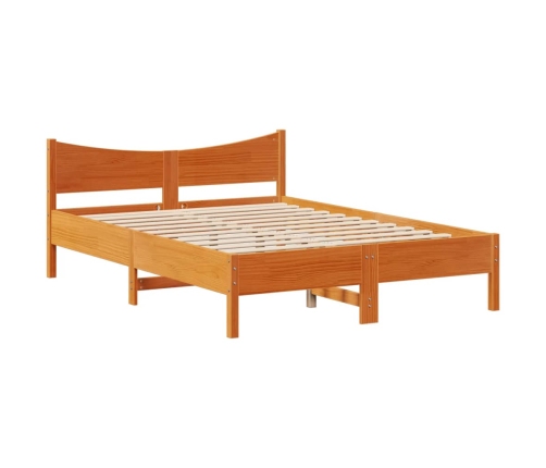 Cama sin colchón madera maciza de pino marrón cera 120x200 cm