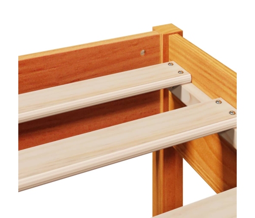 Cama sin colchón madera maciza de pino marrón cera 120x200 cm